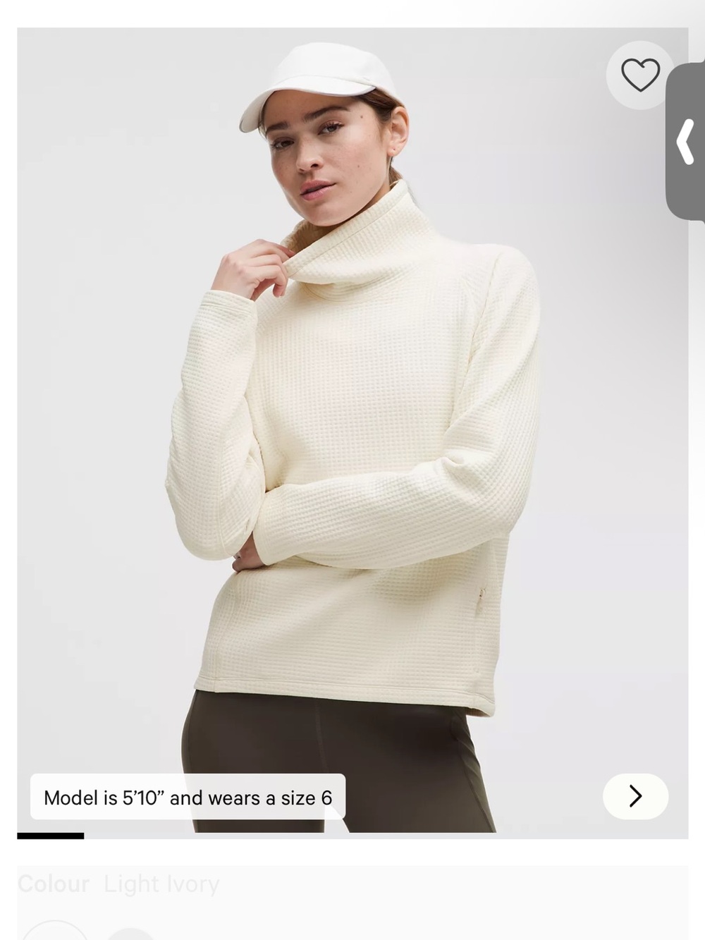 Lululemon Waffle-Knit Funnel-Neck Long-Sleeve Shirt size 6